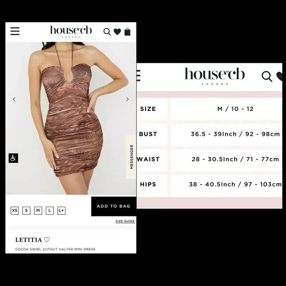 NWOT House‎ of CB London Sexy Letitia Cocoa Swirl Mini Dress Size Medium - Picture 2 of 12